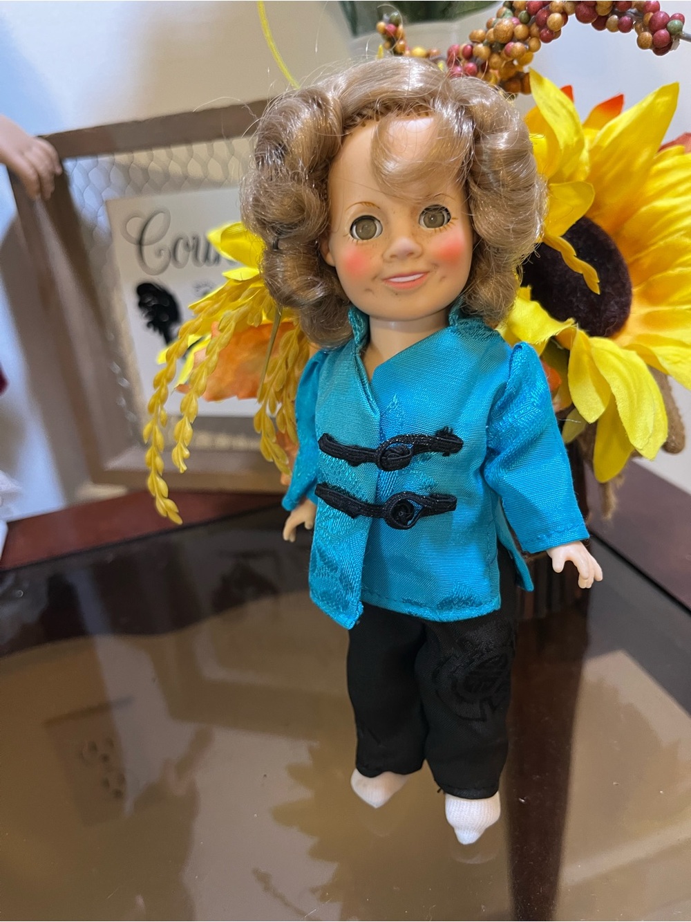 Vintage 1982 Ideal Shirley Temple 8” Doll Blue Asian Style Outfit